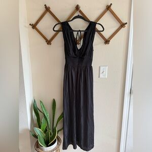 silky black midi dress | old navy